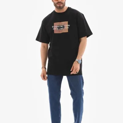 Pánske čierne regular fit bicykel golier potlačené tričko 1