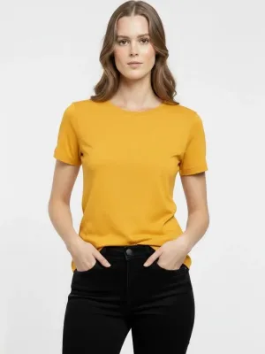 Ženska žuta likra slim fit bicikli kragna basic majica