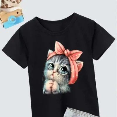 Dečija crna oversize štampana T-shirt 2