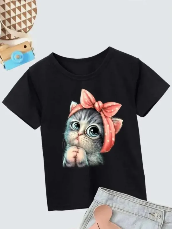 Dečija crna oversize štampana T-shirt 2