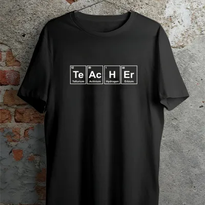 Kişi Ağ Çapraz Yaka Çap Kimya Müəllimi T-shirt 1