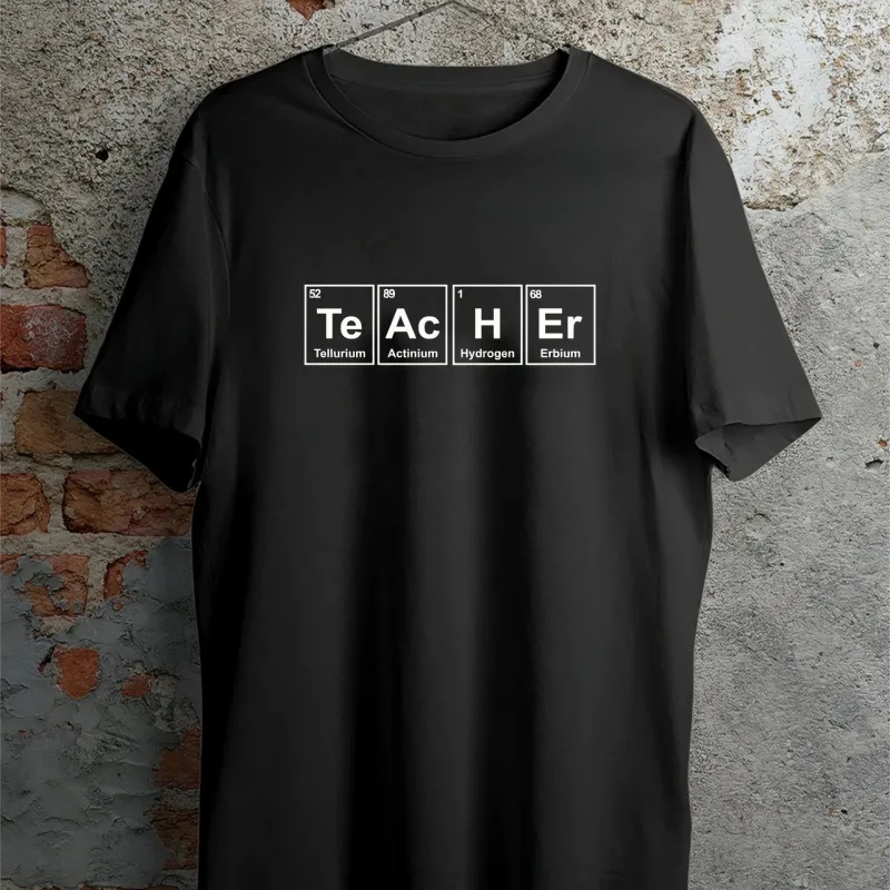 Men's White Crew Neck Printed Chemistry Teacher T-Shirt