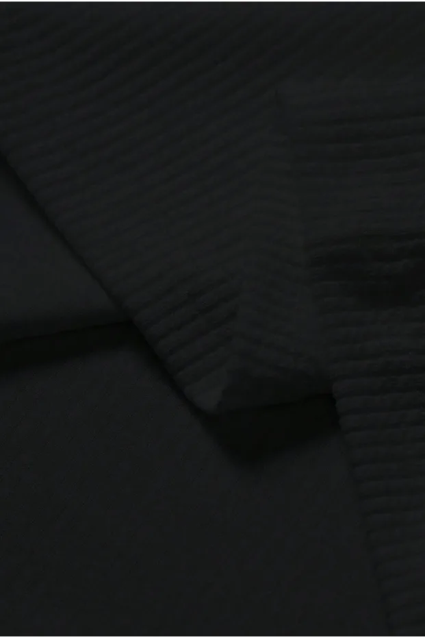 Erkek Siyah Oversize Bisiklet Yaka Fitilli Pamuklu Polo Tişört 4