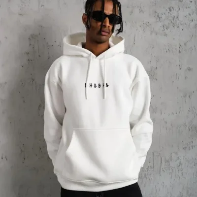 Sweatshirtê Mêran ê Spî Oversize 3 Têl Pembû Bi Kêl û Çentî 2