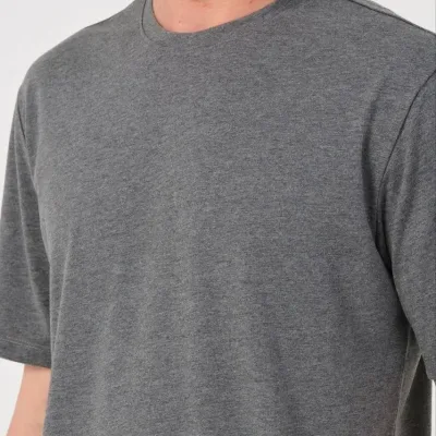 Ανδρικό Ανθρακί Oversize Ποδηλατόλαιμο Απλό Βαμβακερό Μπλουζάκι 3