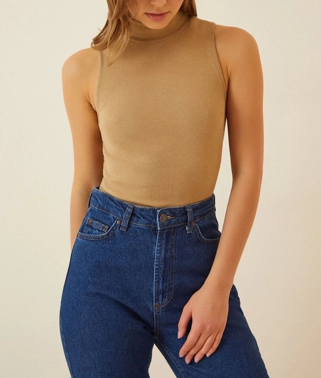 Femeie Camel Gât Înalt Body Tricou Lycra 3