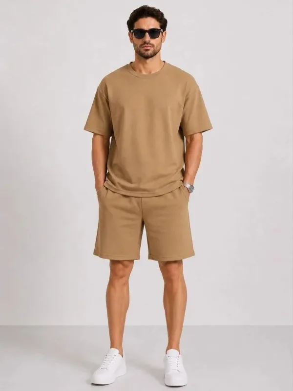 Mêr Qehweyî Oversize Nerm Dokû Bêrîk Set 4