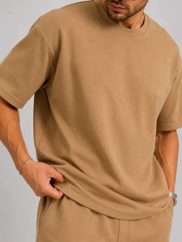 Mêr Qehweyî Oversize Nerm Dokû Bêrîk Set 2