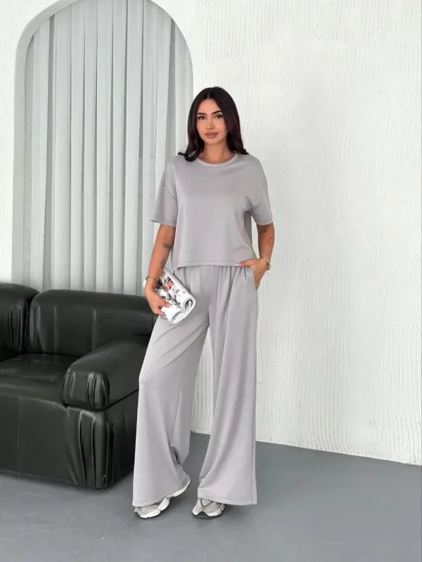 Femeie Gri Oversize Guler Bicicleta Imprimat Set 4