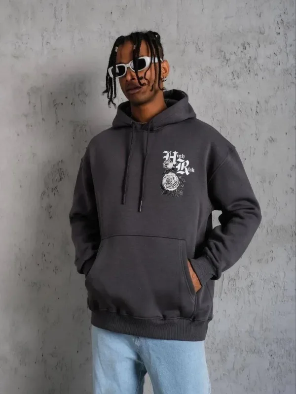 Muršćo Fumo Oversize 3 Iplik Pamuklo Kapušonlo Baskiplo Čeplo Sweatshirt