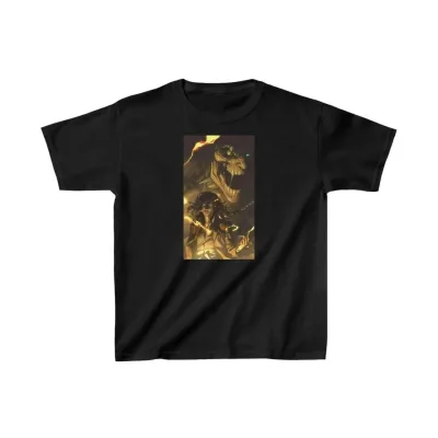 Детски црн oversize печатен бициклистички јака маица 1