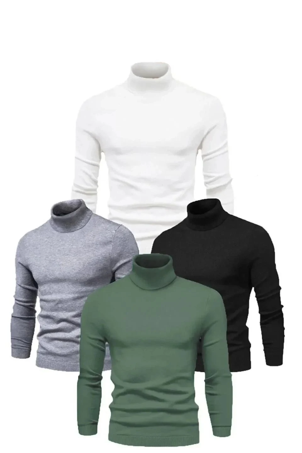 Pánská sada 4 ks elastická žebrovaná rolák slim fit body