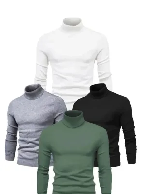 Pánske 4-dielne setové lycrové rebrované rolákové slim fit body