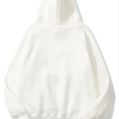 Women's White 3-Thread Cotton Hooded Kangaroo Pocket Plain Sweatshirt 2