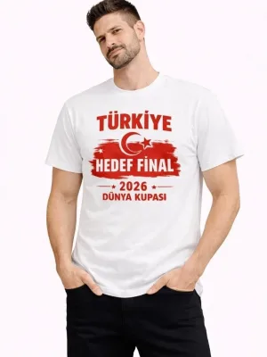 Man White Turkey Printed Moon Star World Cup Fan T-Shirt