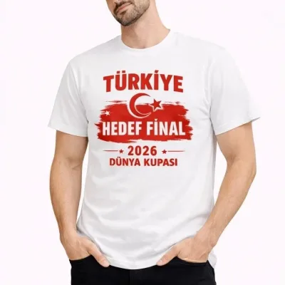 Man White Turkey Printed Moon Star World Cup Fan T-Shirt 1