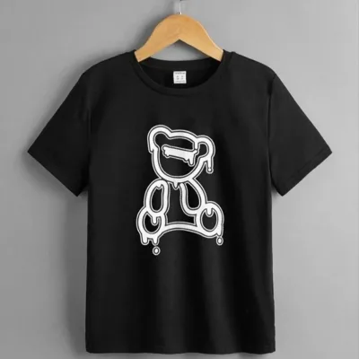 Uşaq Qara Oversize Çap Dairəvi Yaxalı T-Shirt 3