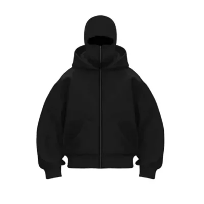 Femeie Neagră 3 Fire Dublă Glugă Mască Detalii Hoodie 2