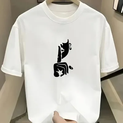 ქალის თეთრი ველოსიპედის ყელის მოკლე სახელოიანი ნაბეჭდი მაისური 1