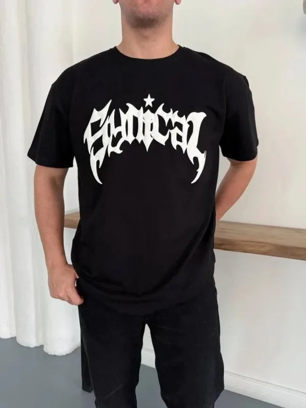 Bărbați Negru Oversize Guler Bicicletă Imprimat Vară Tricou 1