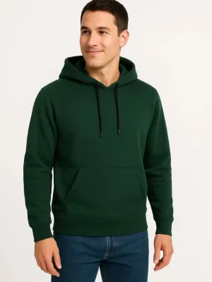 Bărbat Haki 3 Fire Bumbac Glugă Cangur Buzunar Sweatshirt