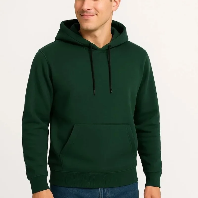 Bărbat Haki 3 Fire Bumbac Glugă Cangur Buzunar Sweatshirt