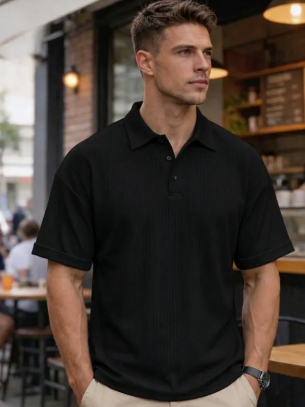 Set da 2 Oversize Rigato Cotone Polo T-Shirt 3