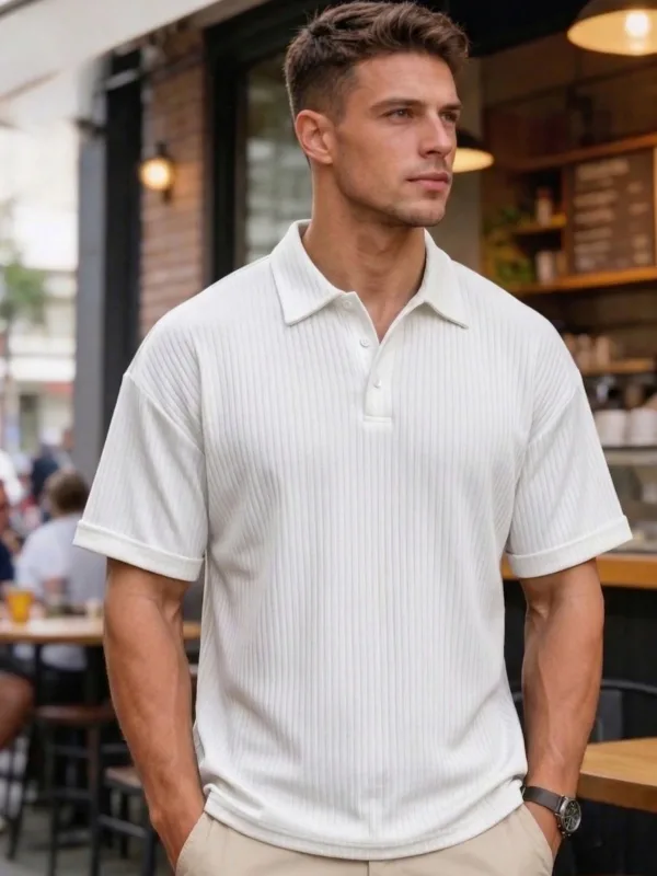 Set da 2 Oversize Rigato Cotone Polo T-Shirt 2