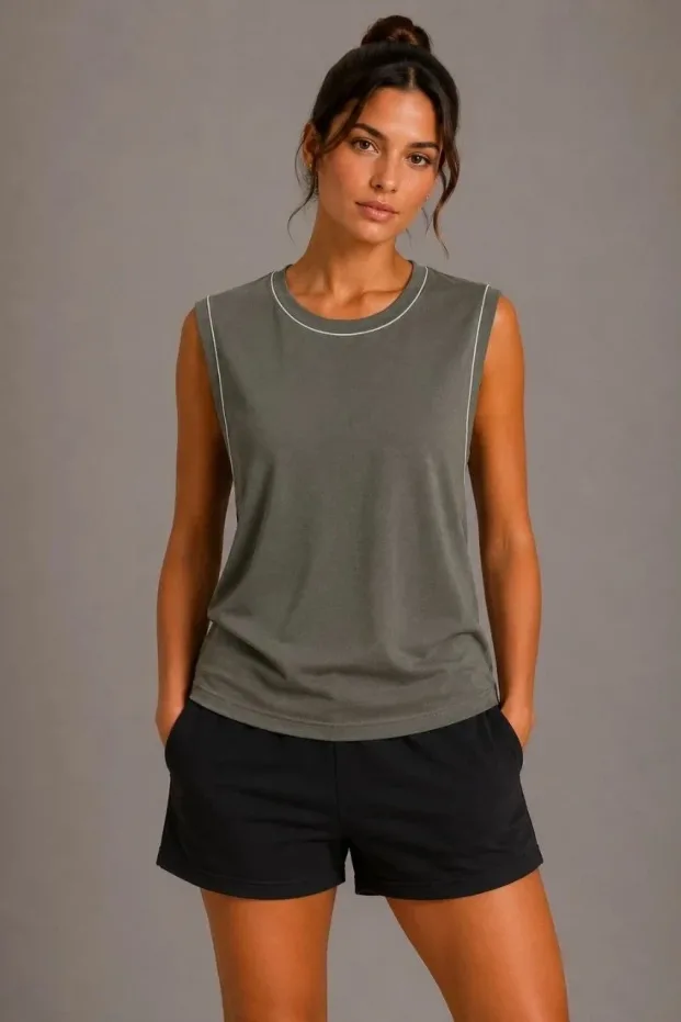 Women's 3-Piece Set Scoop Neck Sleeveless Sports Tank Top 7