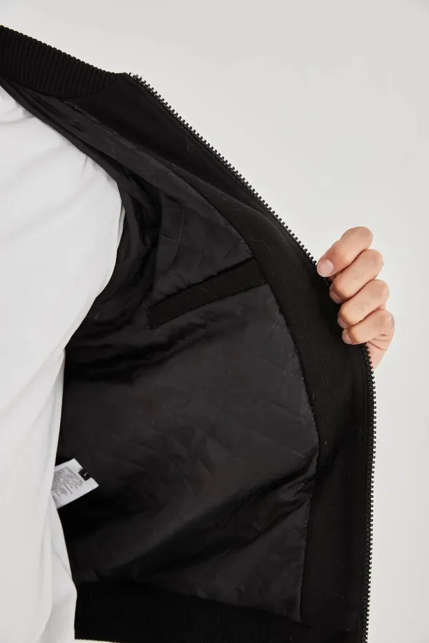 Jacket for Men, Brown, with Fiber Lining, Faux Leather Sleeves, Winter 8