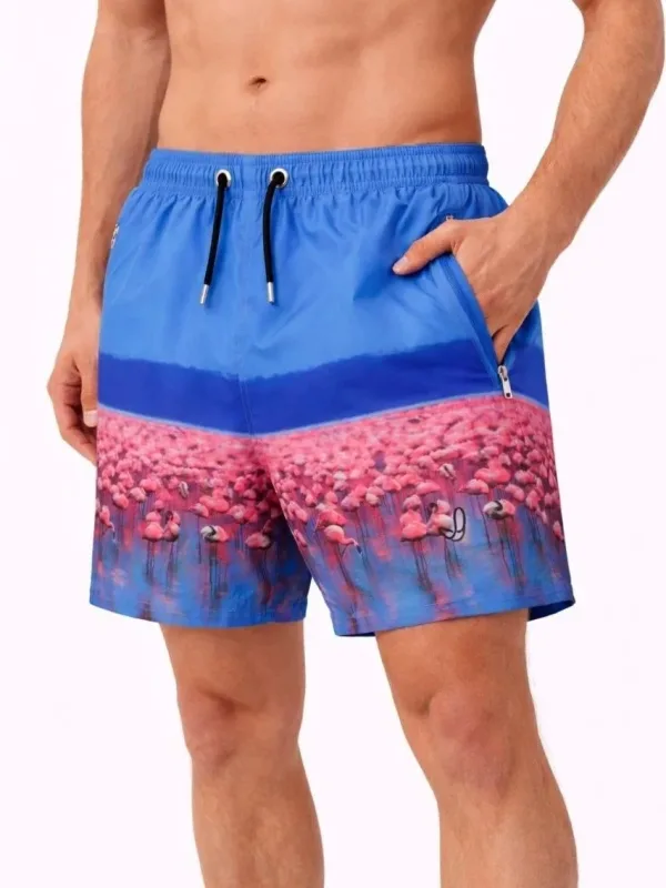 Shorte Deti për Burra, Blu, me Zinxhir, me Xhepa, Rreshtim Rrjete, Tharje e Shpejtë 1