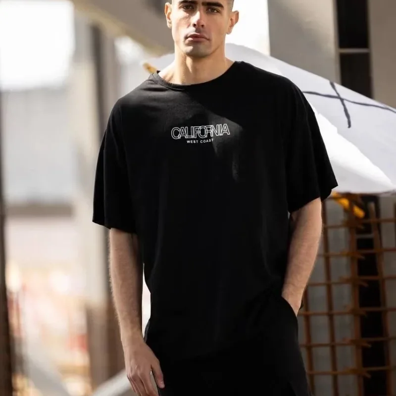 Μαύρο Ανδρικό Regular Ποδήλατο Λαιμό Τυπωμένο T-shirt