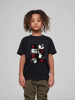 Uşaq Qara Çap Oversize Dairəvi Yaxalı T-shirt