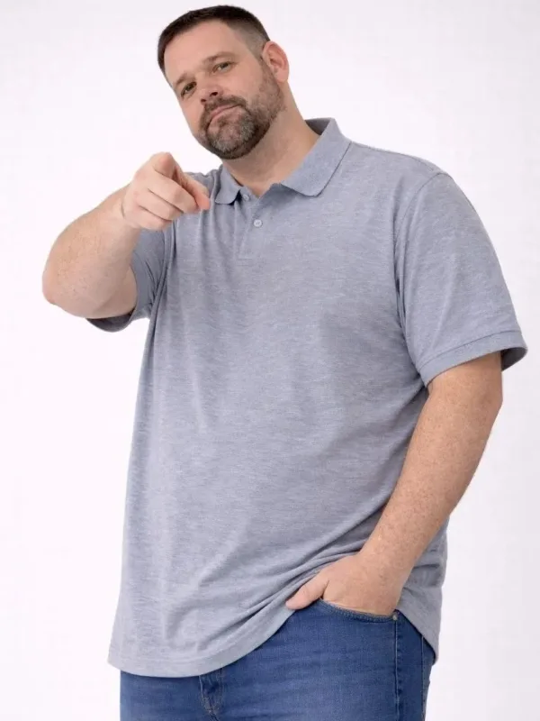Pánske sivé piqué látka gombíkový polo golier veľká veľkosť tričko 4