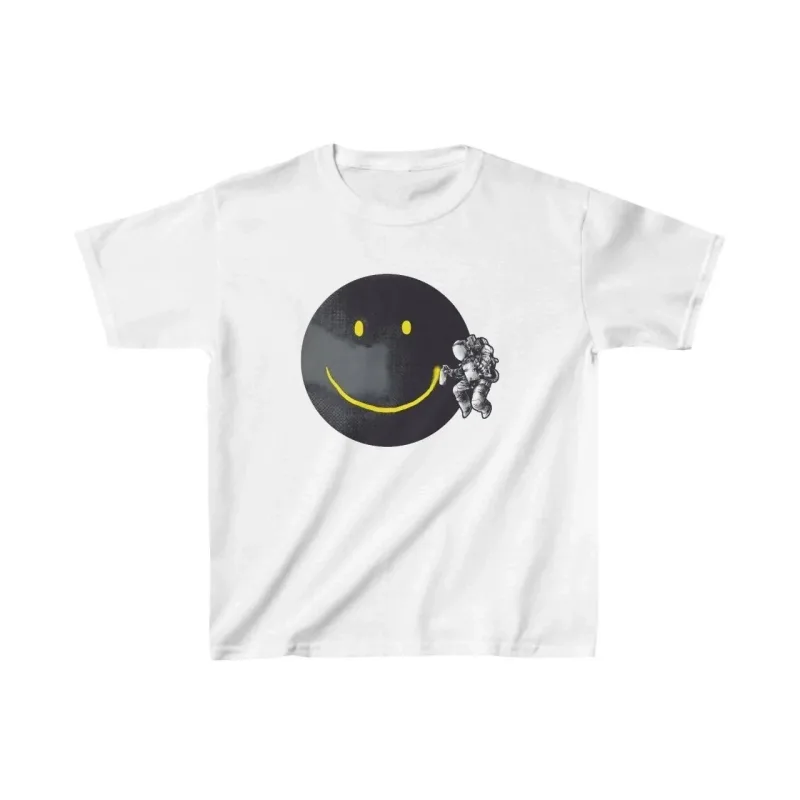 Παιδικό Λευκό Τυπωμένο Oversize Ποδηλατόλαιμο Τ-Shirt
