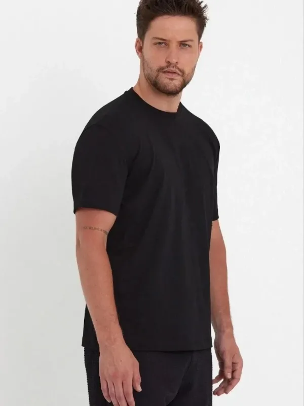 Muška crna regular fit biciklistički ovratnik jersey majica