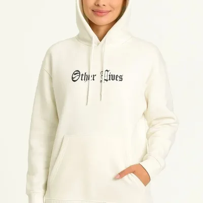 Jin Spî 3 Têl Pembû Kapşonlu Kanguru Bêrîk Çapkirî Sweatshirt 5
