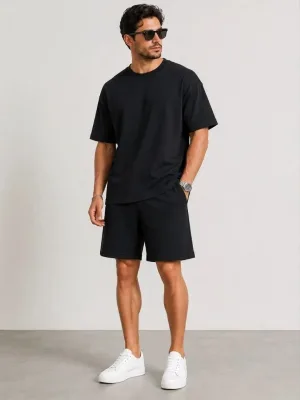 Men's Black Oversize Soft Modal Textured Pocket Suit