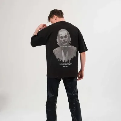 Ženska crna oversize bicikl vrat printana majica 2