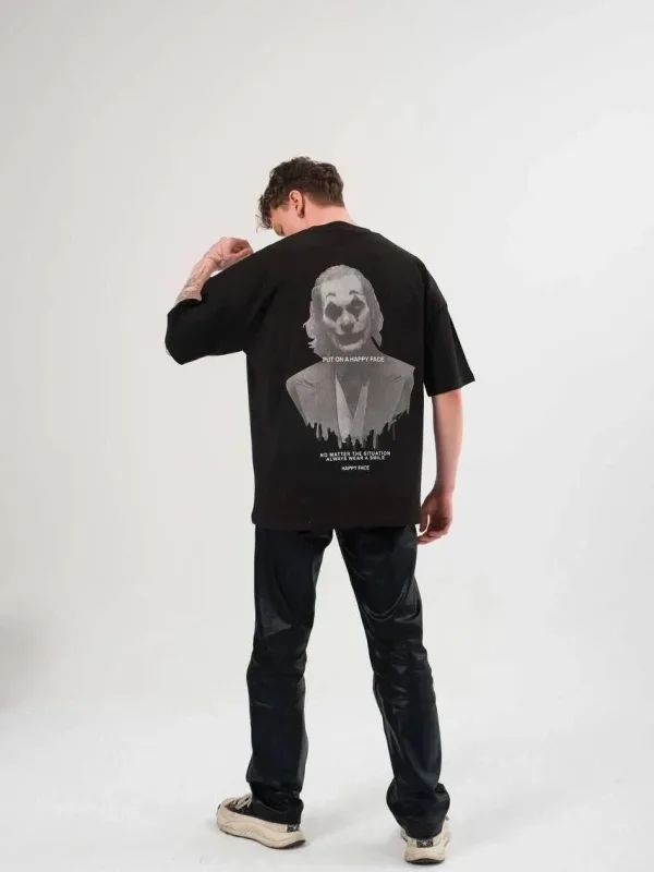 Ženska crna oversize bicikl vrat printana majica 2