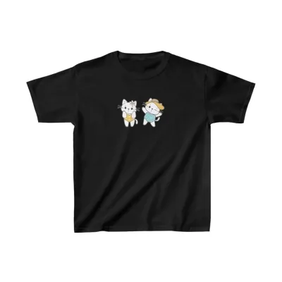 Παιδικό Μαύρο Oversize Τυπωμένο Στρογγυλό Λαιμό T-Shirt 1