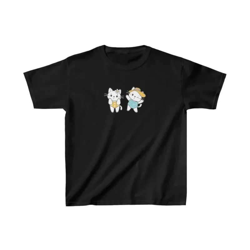 Παιδικό Μαύρο Oversize Τυπωμένο Στρογγυλό Λαιμό T-Shirt