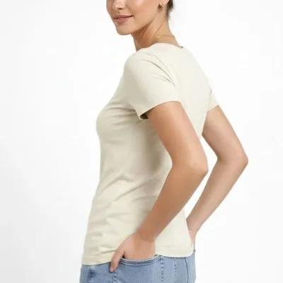 Femeie Body Tricou Piatră Slim Fit cu Guler V, Elastan 2