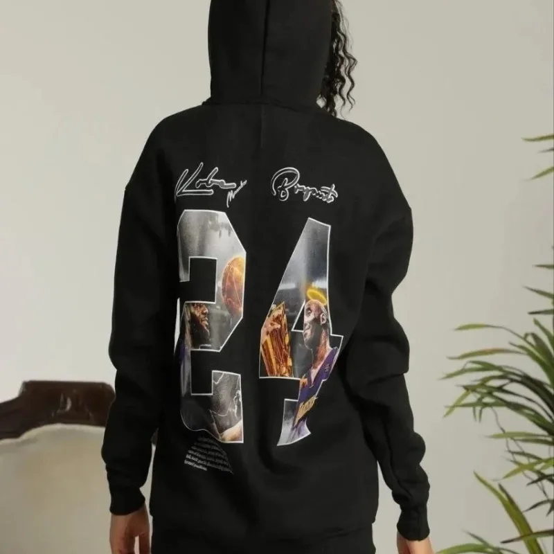 Dámská černá oversized mikina s kapucí, kapsami a potiskem