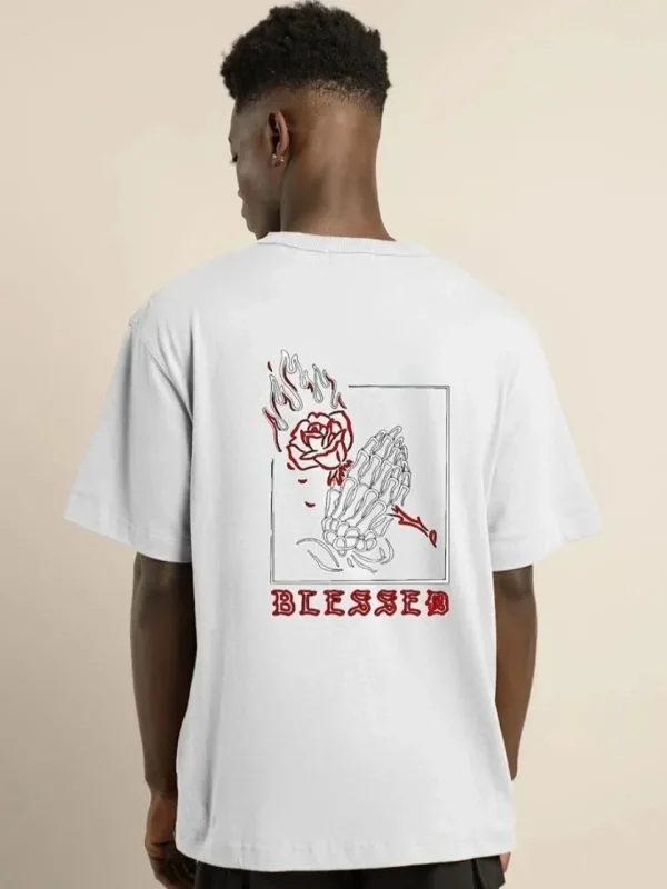 Alb Regular Bicicletă Guler Imprimat Mânecă Scurtă Tricou Bărbătesc 2