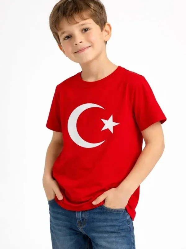 Tîşorta Zarokan a Sor, Qiraxa Bîsîkletê, Çapkirî Bi Heyv-Stêrk 2