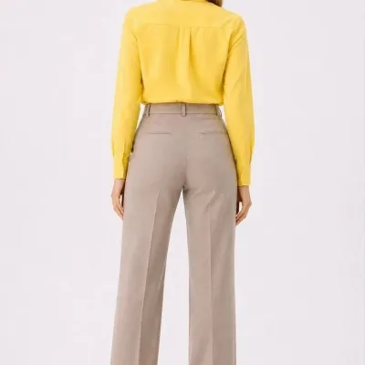 Women's Yellow Long Sleeve Buttoned Classic Collar Daily Office Shirt 3