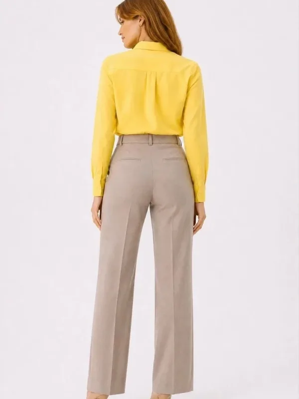Women's Yellow Long Sleeve Buttoned Classic Collar Daily Office Shirt 3