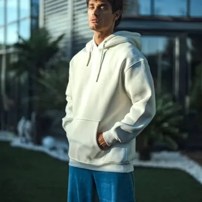 Murš Bijalo 3 Ipliko Pambuko Kapušonli Basic Svetshirt 2