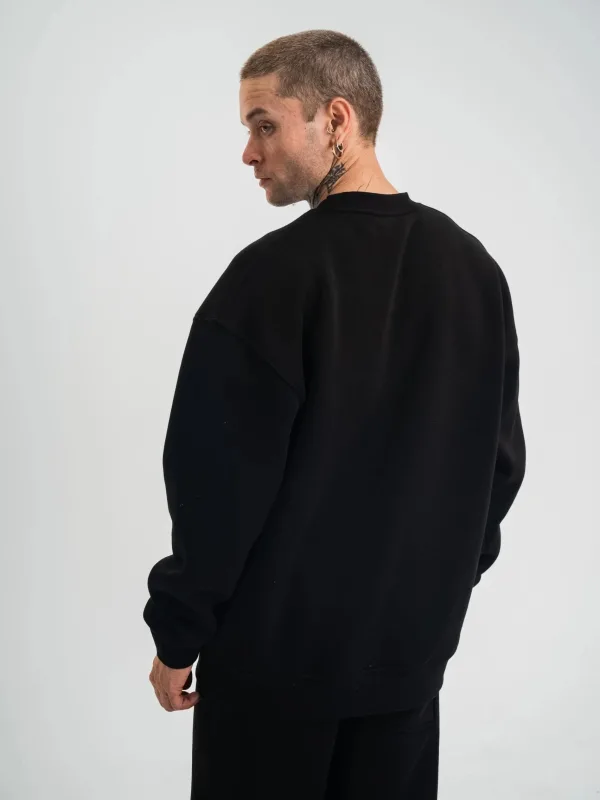 Sweatshirtê Mêran ê Reş 3 Têl Pembû Bi Milê Dirêj û Stûyê Bisîkletê 5